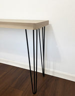 Load image into Gallery viewer, White Oak Herringbone Console Table (Wood Post Legs or Metal Hairpin)
