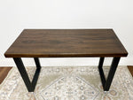Load image into Gallery viewer, Solid Oak Wood Bench in Walnut Finish (Metal U-shape Legs) *color options available
