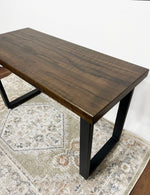 Load image into Gallery viewer, Solid Oak Wood Bench in Walnut Finish (Metal U-shape Legs) *color options available
