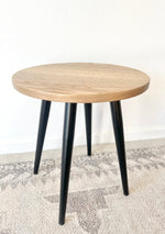 Load image into Gallery viewer, Round Solid Red Oak End Table - (Tapered Metal Legs)
