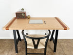 Load image into Gallery viewer, Rectangular wood top desk with metal A shape legs
