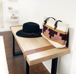 Load image into Gallery viewer, solid oak wood and leather bench
