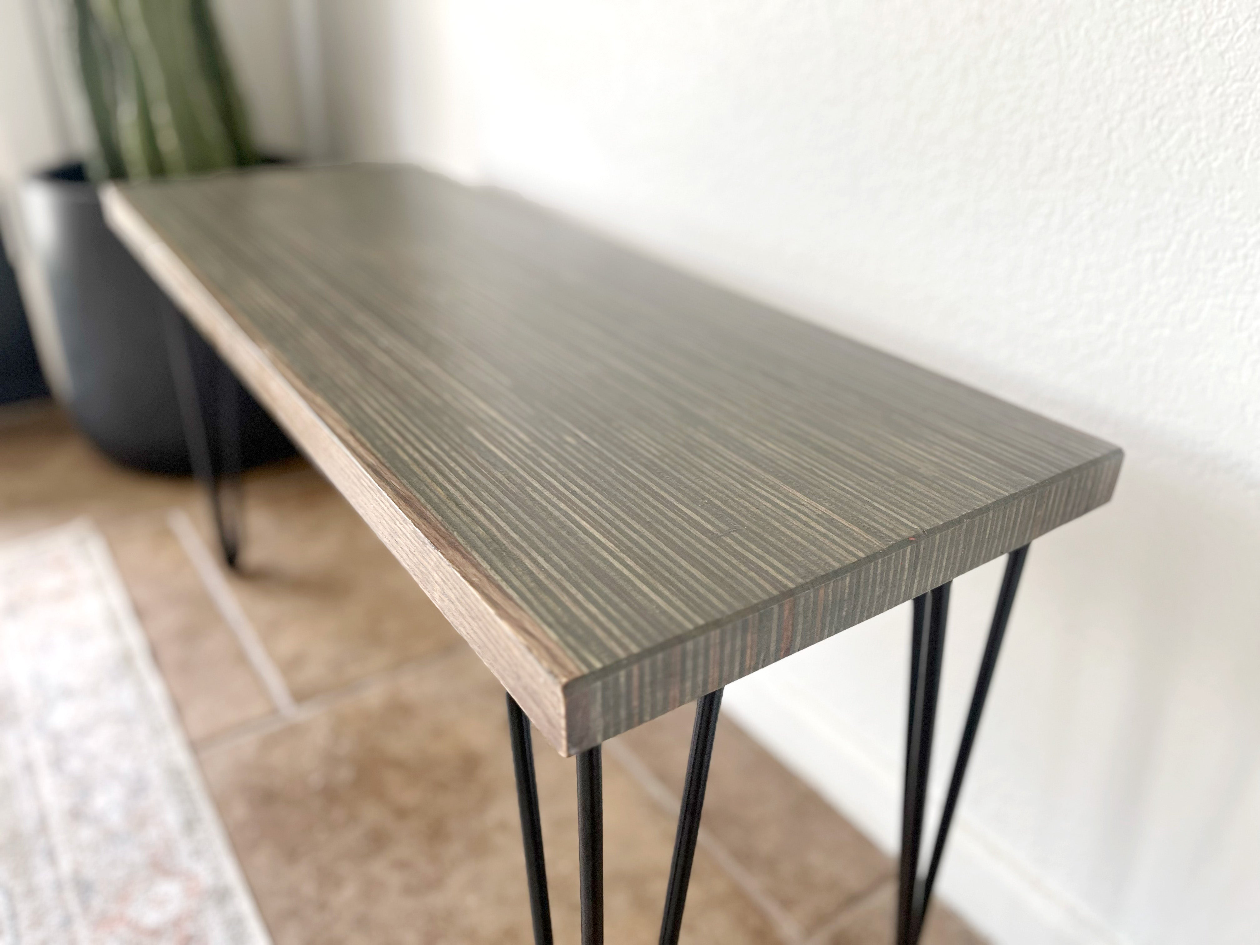 Gray Wood & Metal Bench - (Metal U-shape or Hairpin Legs)