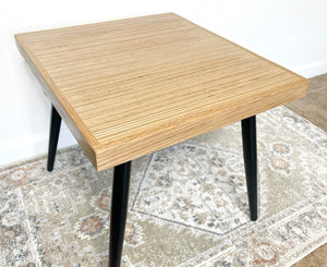 Square Wood & Metal Side Table in Natural Finish - (Tapered Legs)