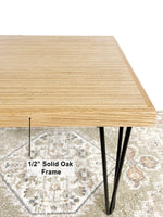 Load image into Gallery viewer, Square Wood &amp; Metal Side Table in Natural Finish - (Hairpin Legs)
