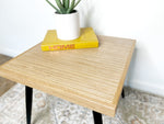 Load image into Gallery viewer, Square Wood &amp; Metal Side Table in Natural Finish - (Tapered Legs)
