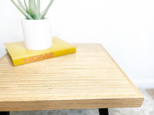 Square Wood & Metal Side Table in Natural Finish - (Tapered Legs)