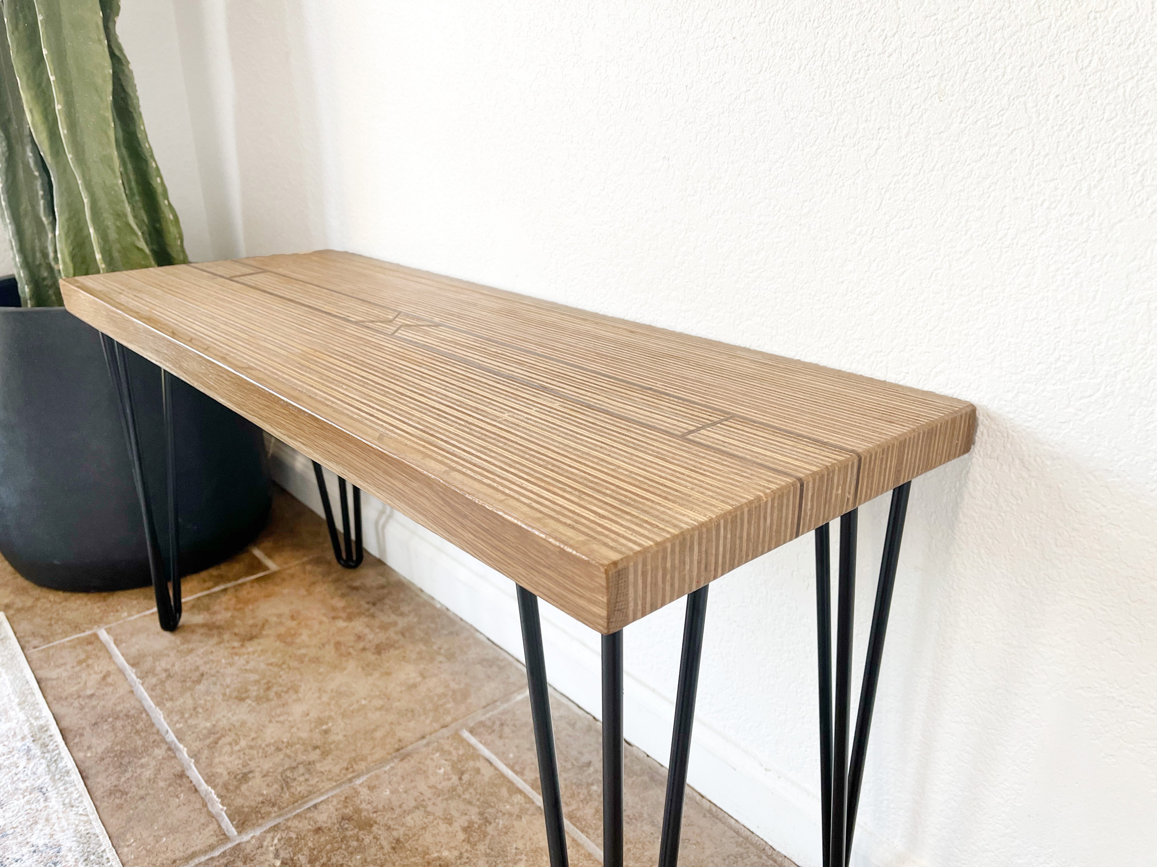 Modern Southwestern Style Wood & Metal Bench - (Metal Hairpin or U-shape Legs)