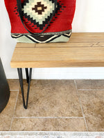 Load image into Gallery viewer, Modern Southwestern Style Wood &amp; Metal Bench - (Metal Hairpin or U-shape Legs)
