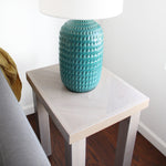 Load image into Gallery viewer, White Oak Herringbone End Table with Wood 4-Post Legs
