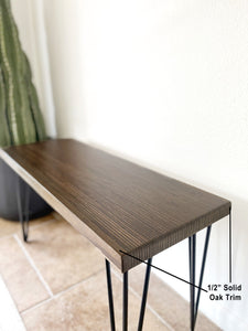 Modern Wood & Metal Bench w/ Walnut Stain - (Metal Hairpin or U-shape Legs)