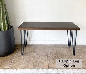 Modern Wood & Metal Bench w/ Walnut Stain - (Metal Hairpin or U-shape Legs)