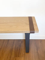 Load image into Gallery viewer, Rustic Leather Strap and Solid Red Oak Wood Bench - (Metal U-shape Legs)
