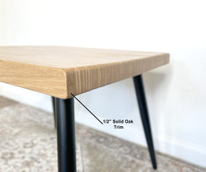 Natural Rectangular Wood & Metal End Table - (Tapered Legs)