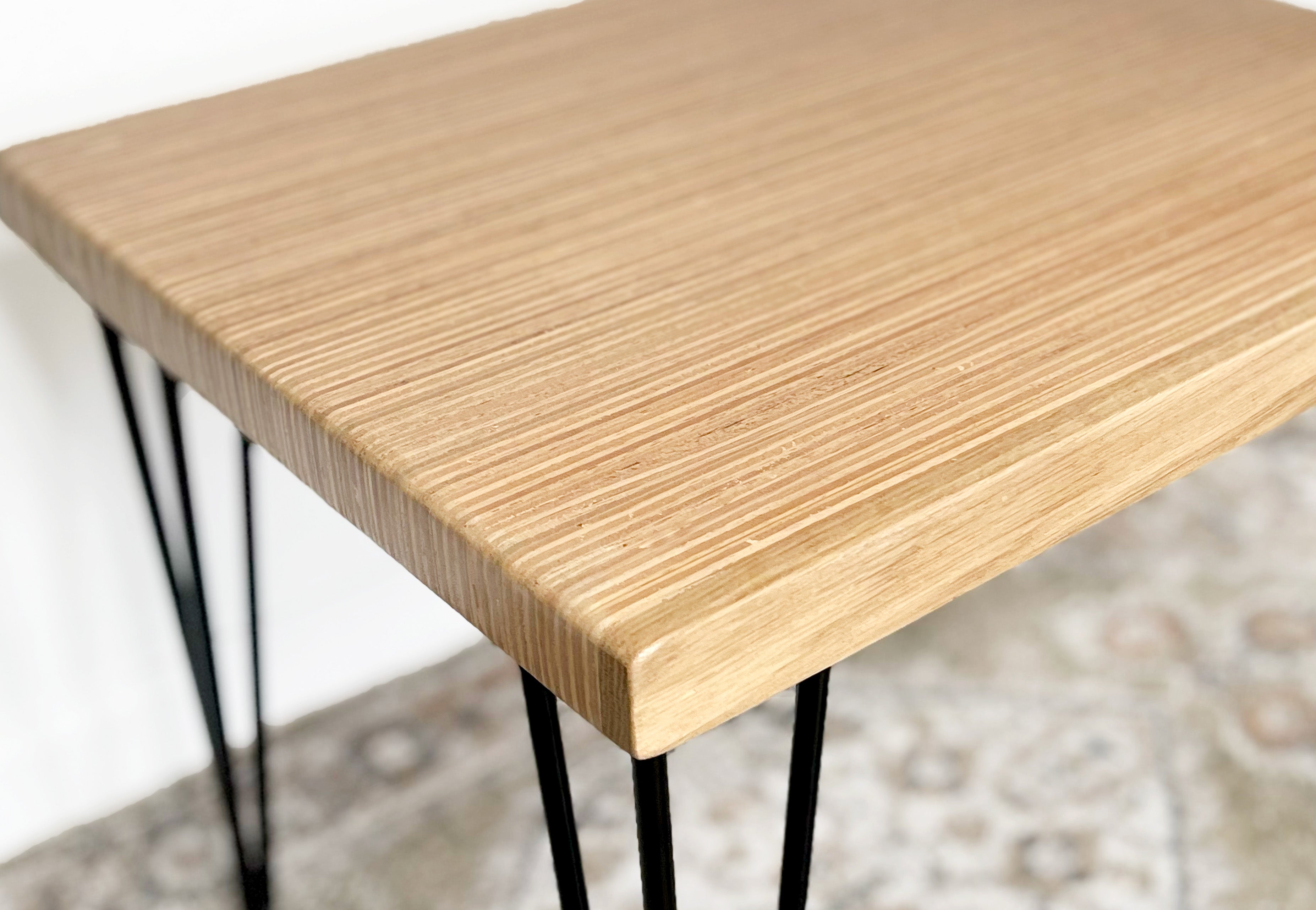 Modern Wood & Metal Bench w/ Walnut Stain - (Metal Hairpin or U-shape Legs)