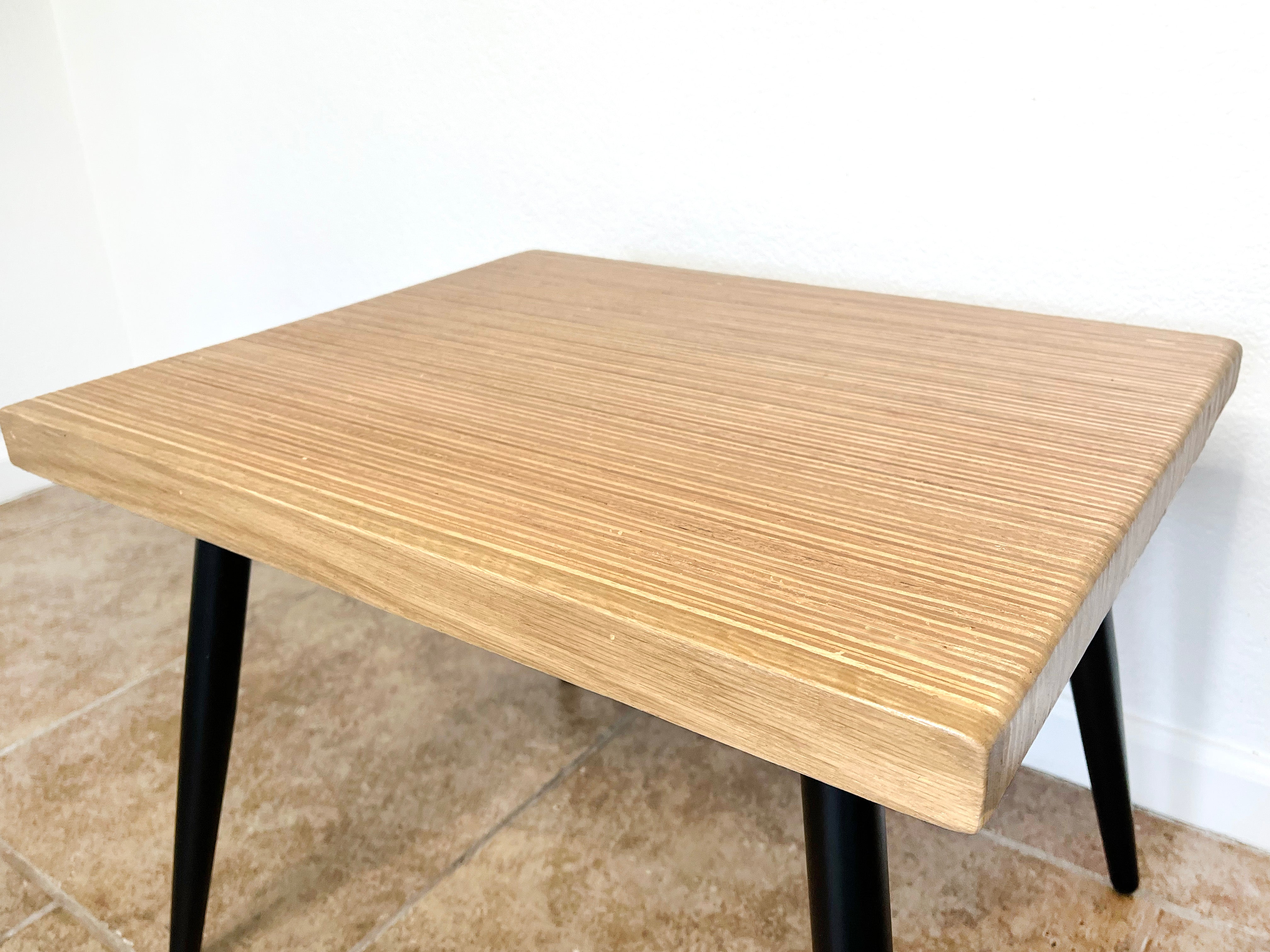 Natural Rectangular Wood & Metal End Table - (Tapered Legs)