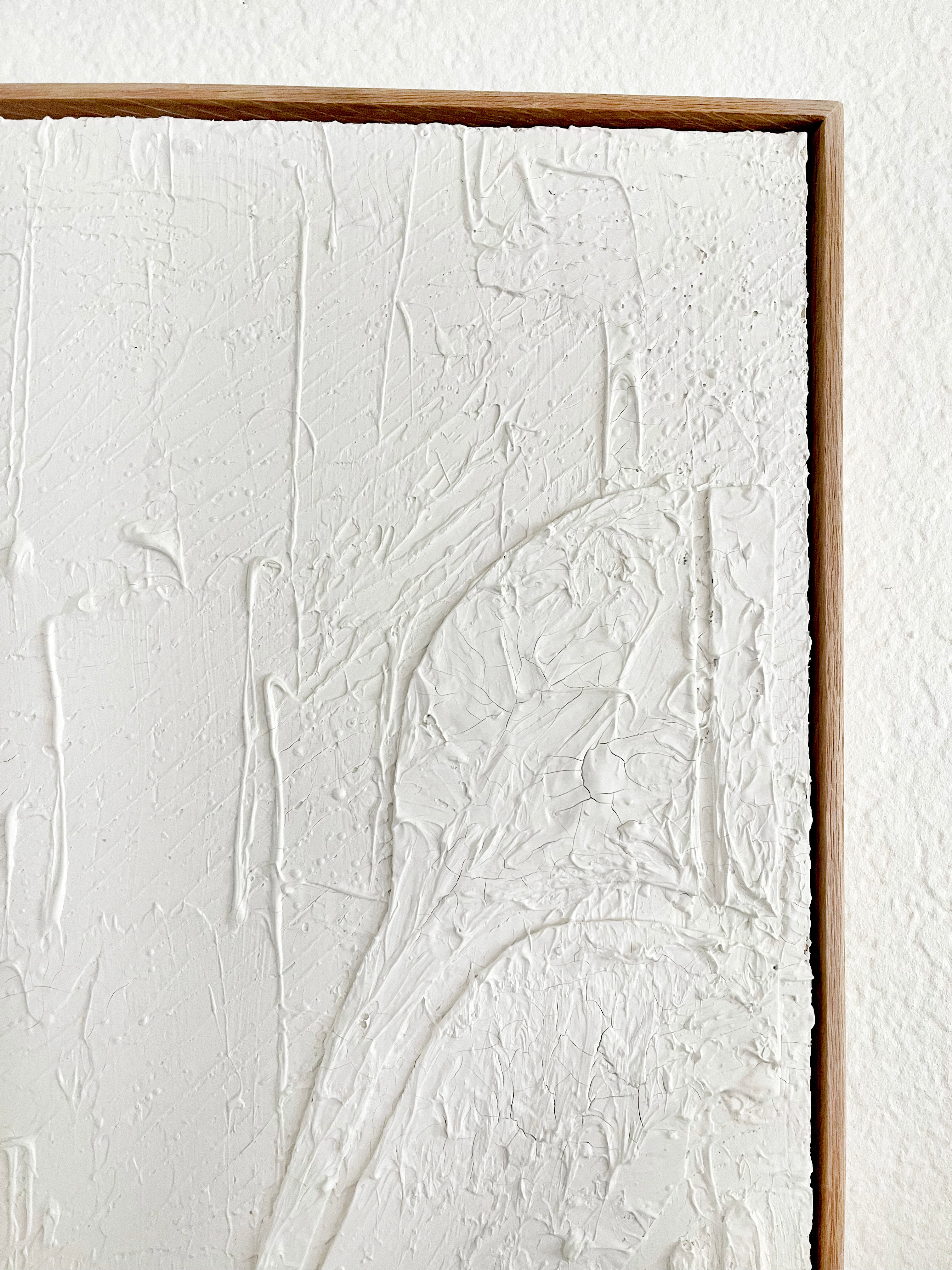 Star Wars Darth Vader White Plaster Wall Art -Framed in White Oak Wood