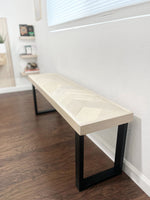 Load image into Gallery viewer, White Oak Wood Herringbone Bench (Metal U-shape Legs)
