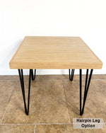 Load image into Gallery viewer, Square Wood &amp; Metal Side Table in Natural Finish - (Hairpin Legs)
