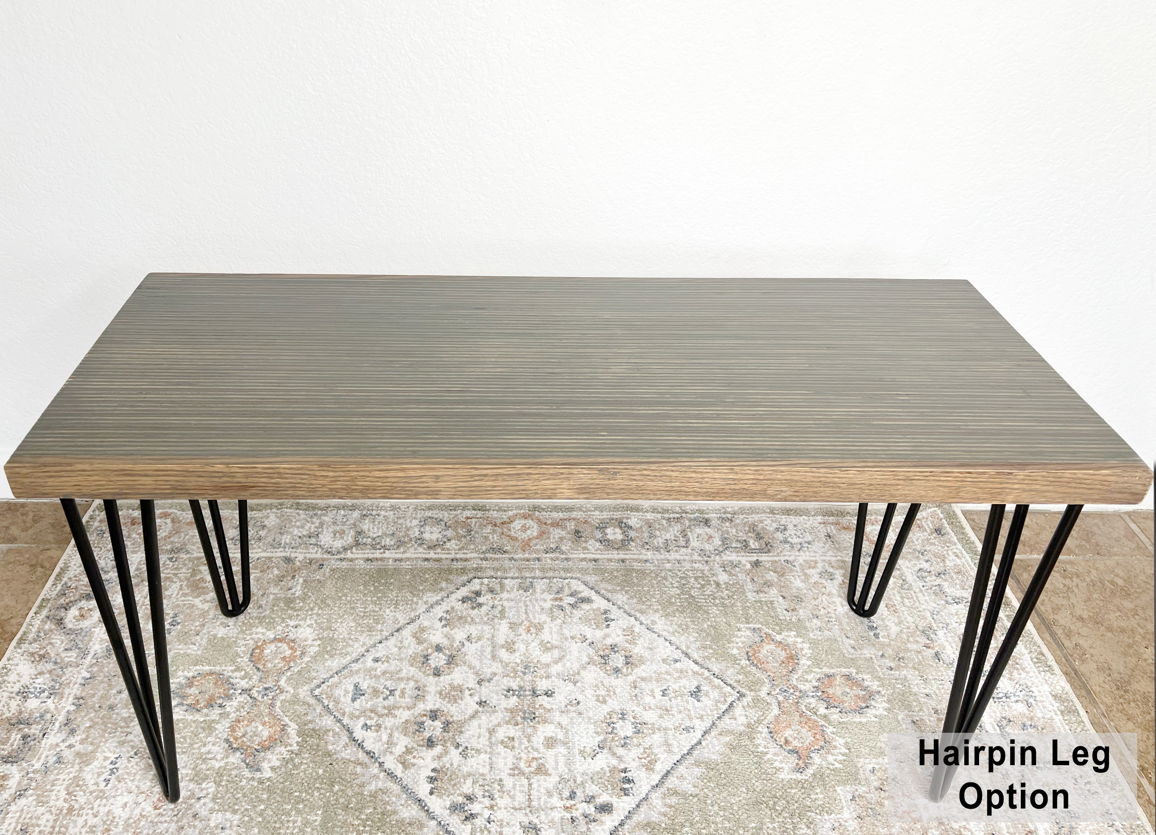 Gray Wood & Metal Bench - (Metal U-shape or Hairpin Legs)