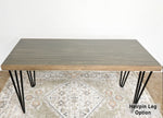 Load image into Gallery viewer, Gray Wood &amp; Metal Bench - (Metal U-shape or Hairpin Legs)
