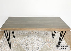 Gray Wood & Metal Bench - (Metal U-shape or Hairpin Legs)