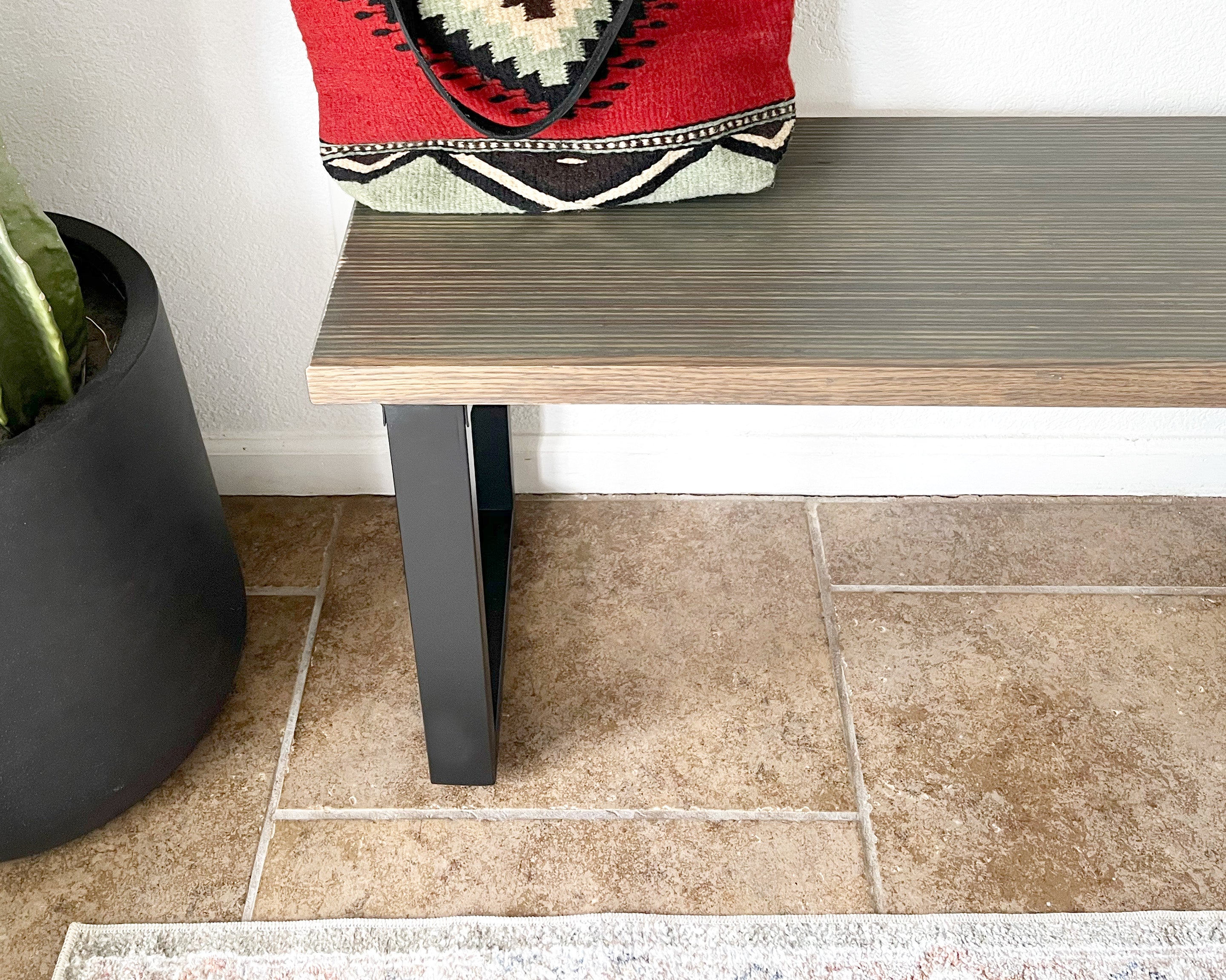 Gray Wood & Metal Bench - (Metal U-shape or Hairpin Legs)