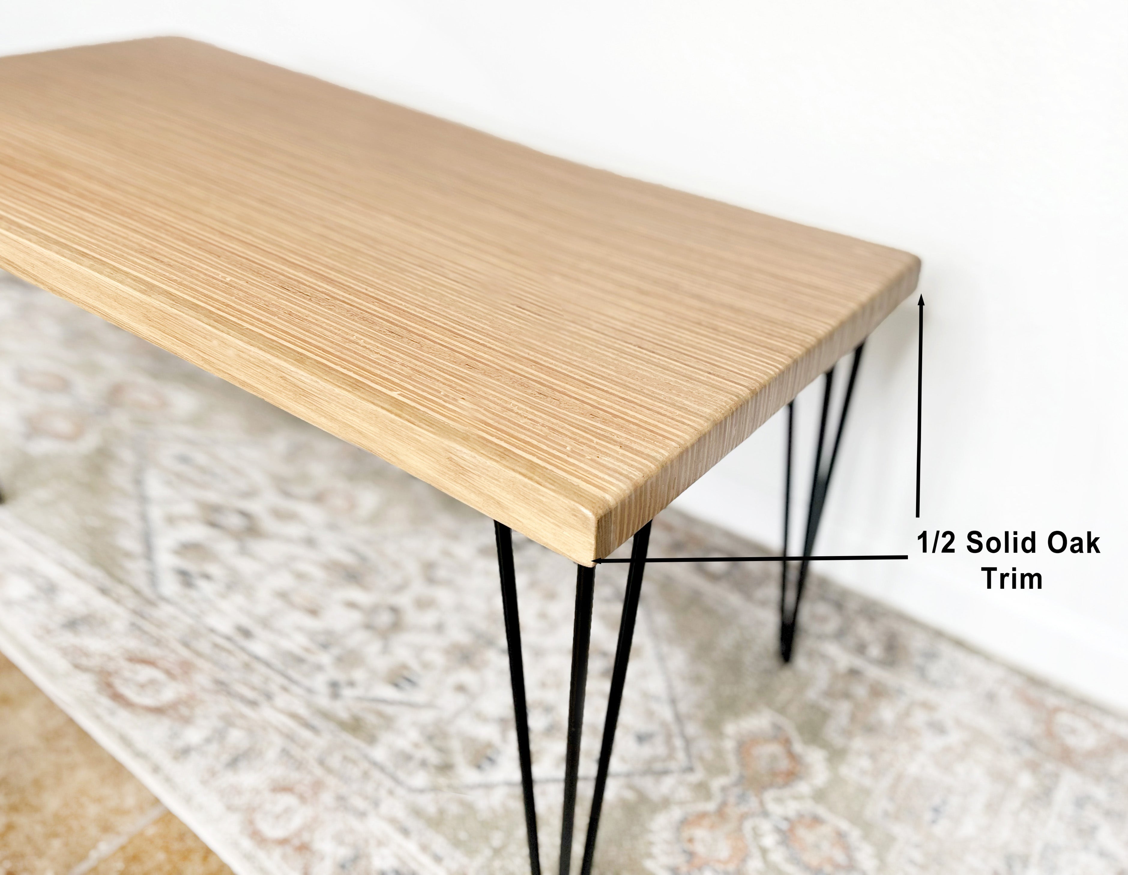 Natural Wood & Metal Bench - (Metal U-shape or Hairpin Legs)