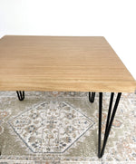 Load image into Gallery viewer, Natural Rectangular Wood &amp; Metal End Table - (Hairpin Legs)

