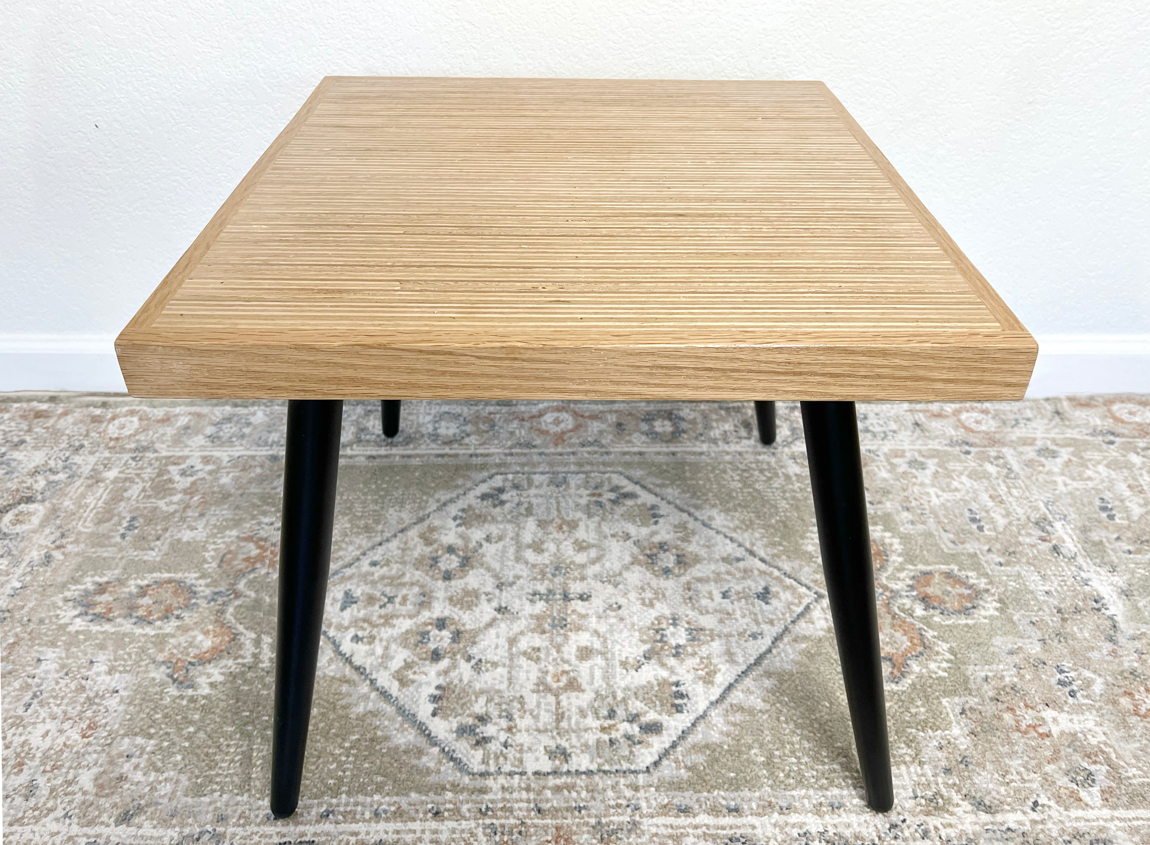 Square Wood & Metal Side Table in Natural Finish - (Tapered Legs)