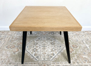 Square Wood & Metal Side Table in Natural Finish - (Tapered Legs)