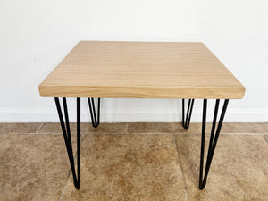 Natural Rectangular Wood & Metal End Table - (Hairpin Legs)