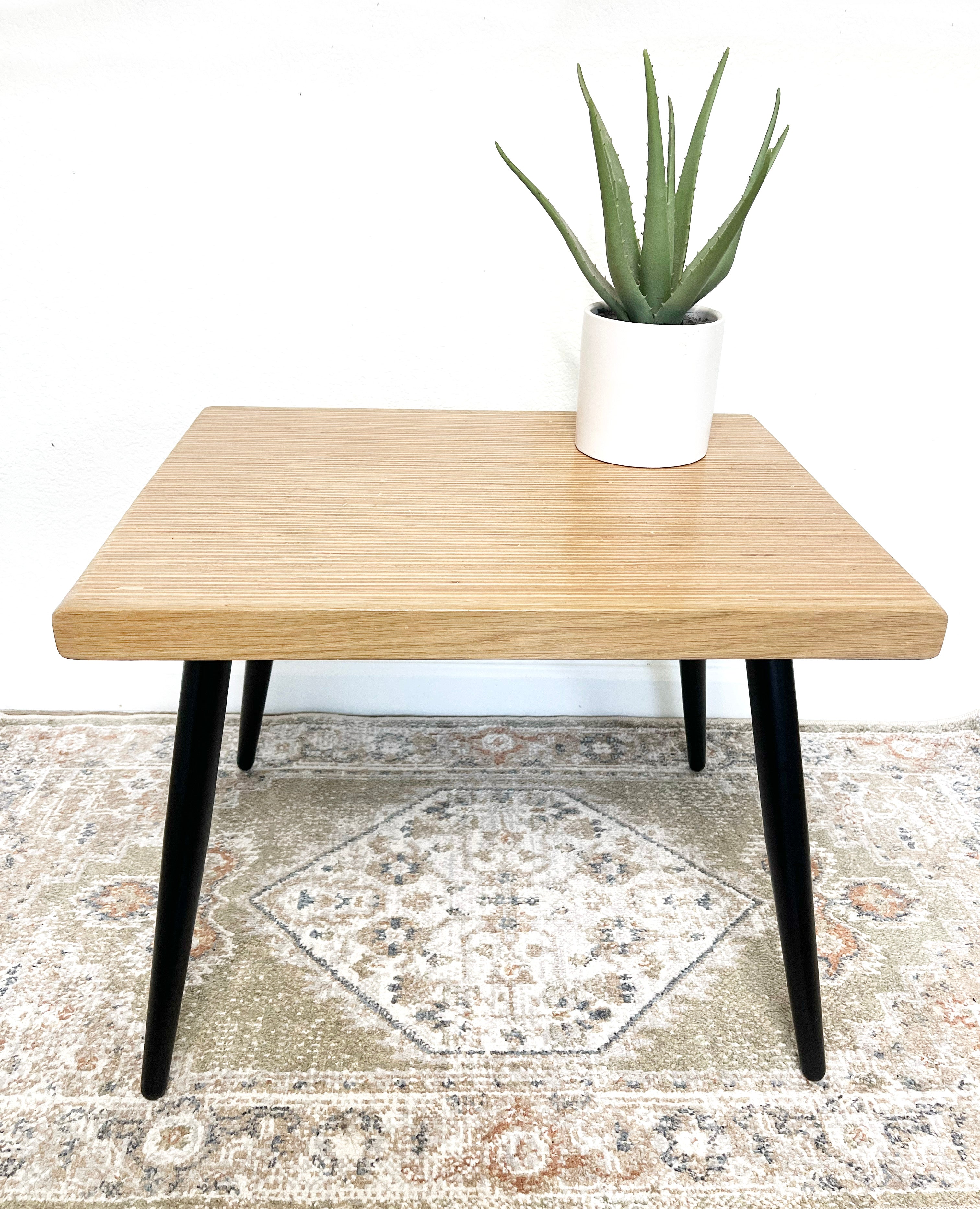 Natural Rectangular Wood & Metal End Table - (Tapered Legs)