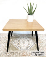 Load image into Gallery viewer, Natural Rectangular Wood &amp; Metal End Table - (Tapered Legs)
