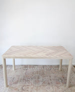 Load image into Gallery viewer, Rounded Lath Wood Herringbone Dining Table with Round Solid Ash Wood Legs

