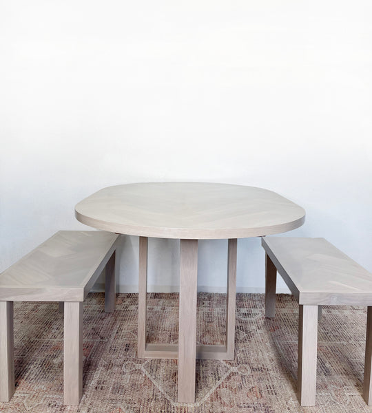 Oval Dining Table oak with X-Shaped Cross Wood Legs - Tipsy Oak Furniture