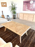 Load image into Gallery viewer, Modern Southwestern Wood Coffee Table - (Angled Wood or Metal Hairpin Legs)
