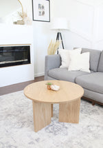 Load image into Gallery viewer, Modern Solid Oak Wood Coffee Table w/ Round Top
