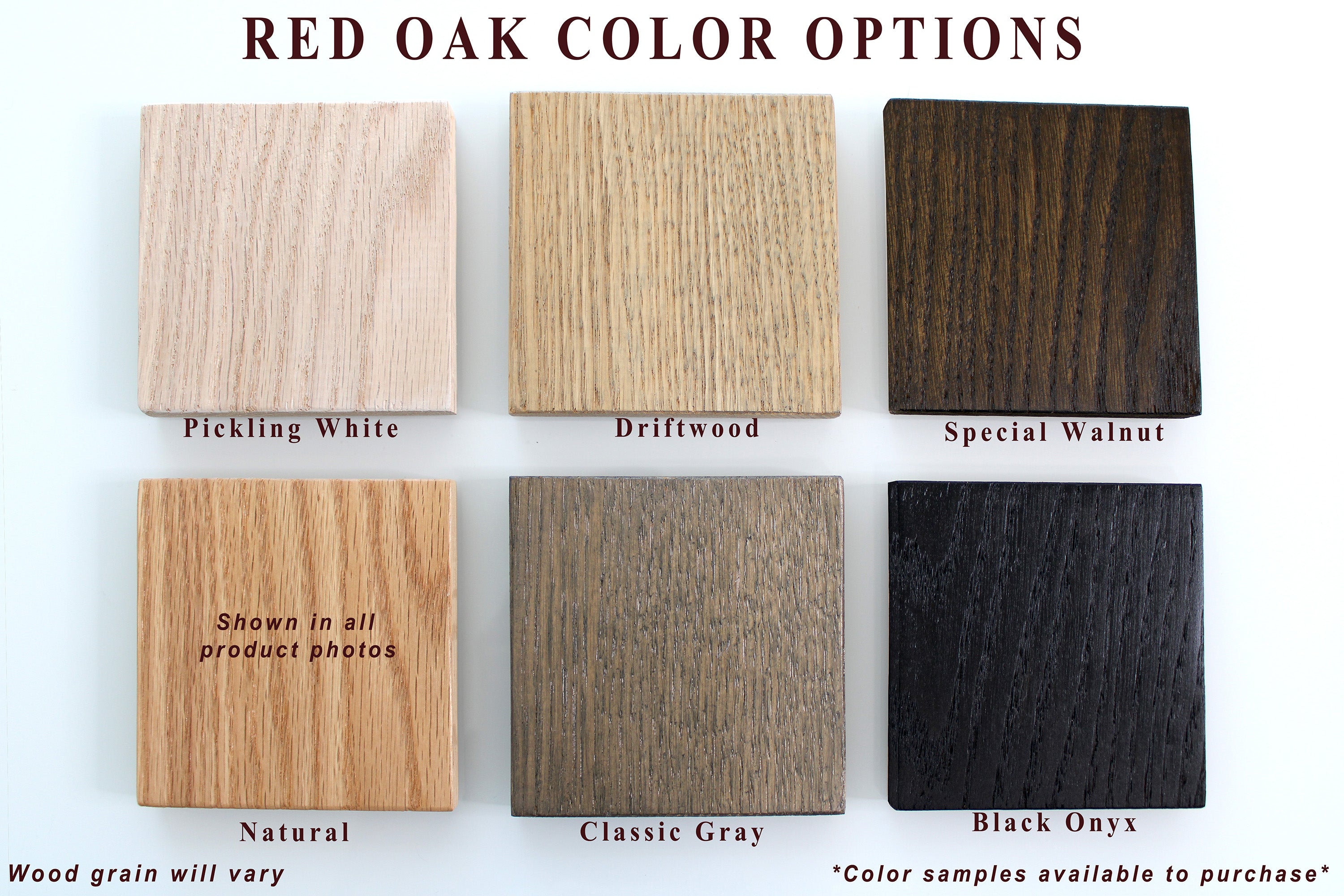 Wood Color Sample - Stain/Finish Sample for our Solid Red Oak Coffee & End Tables