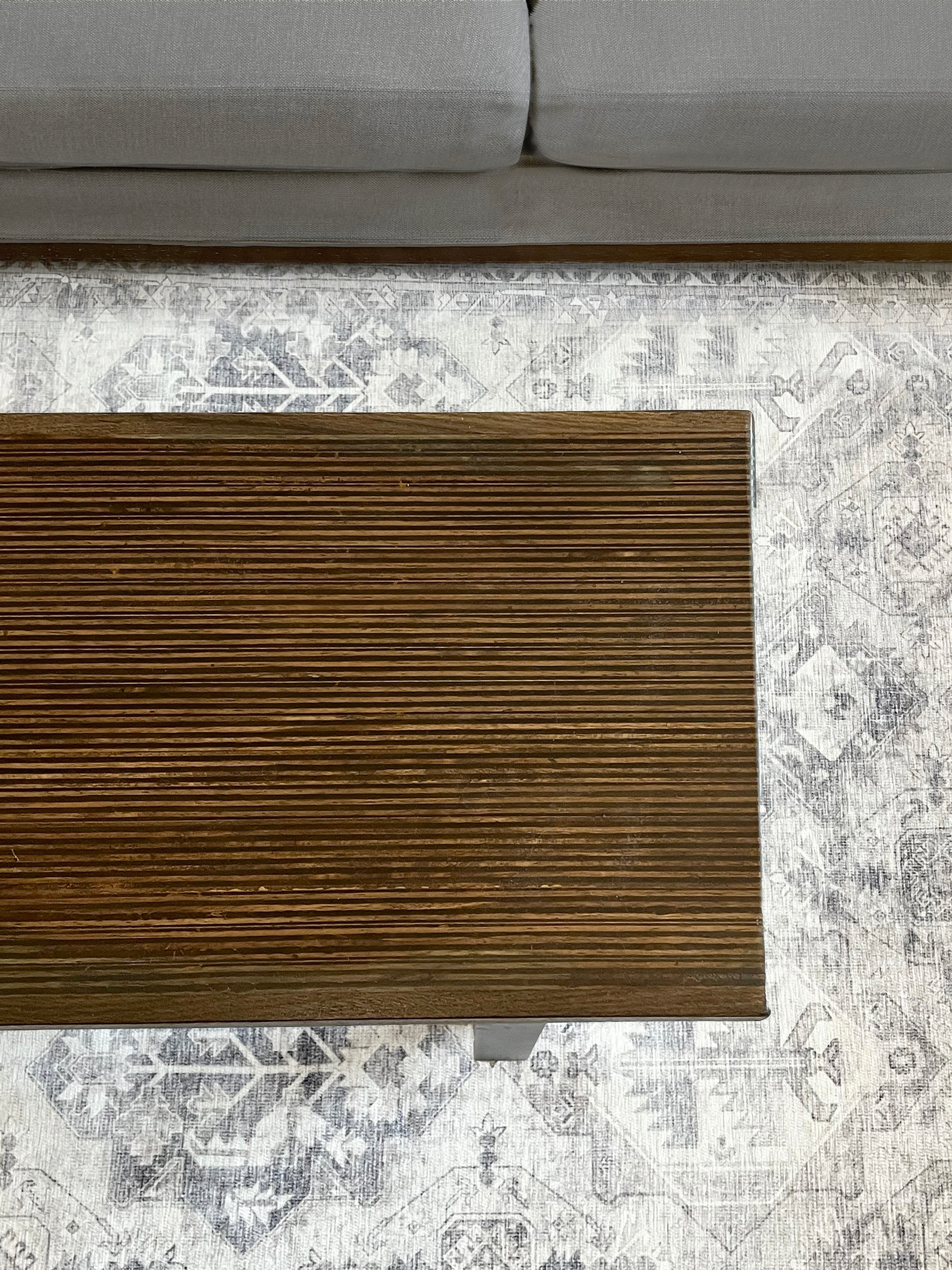 Rectangular Wood & Metal Coffee Table - (Walnut Stain)