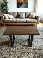 Load image into Gallery viewer, Rectangular Wood &amp; Metal Coffee Table - (Walnut Stain)
