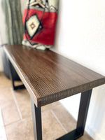 Load image into Gallery viewer, Modern Wood &amp; Metal Bench w/ Walnut Stain - (Metal Hairpin or U-shape Legs)
