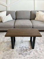 Load image into Gallery viewer, Rectangular Wood &amp; Metal Coffee Table - (Walnut Stain)
