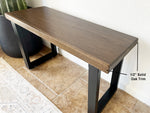 Load image into Gallery viewer, Wood &amp; Metal Bench w/ Walnut Stain - (Metal U-shape or Hairpin Legs)
