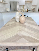 Load image into Gallery viewer, White Oak Single Herringbone Dining Table - Metal Hairpin or Solid Wood 4-Post Legs
