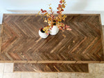 Load image into Gallery viewer, walnut herringbone dining table
