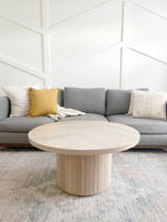 Load image into Gallery viewer, white oak coffee table with pedestal base

