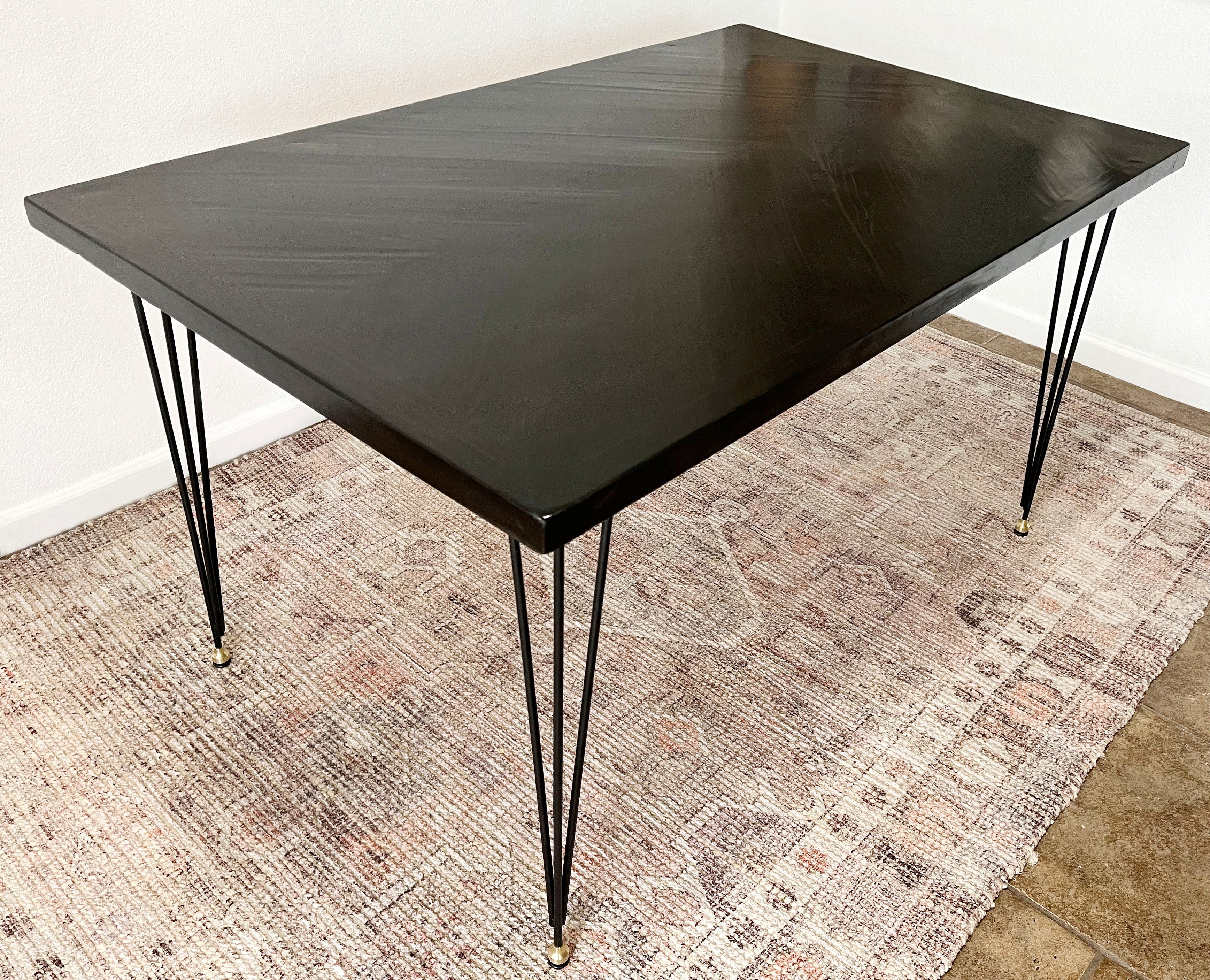black lath wood dining table