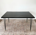 Load image into Gallery viewer, rustic black lath wood dining table
