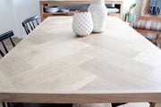 Signature White Oak Double Herringbone Dining Table - (Metal Hairpin or Wood 4-Post Legs)